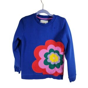 Mini Boden Royal Blue Flower Applique Sweatshirt Kids 8 9Y
